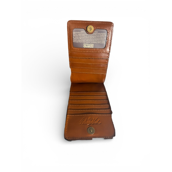 Patricia Nash Heritage Farleigh Brown Leather Phone Case Wallet Crossbody Tan - Picture 7 of 8